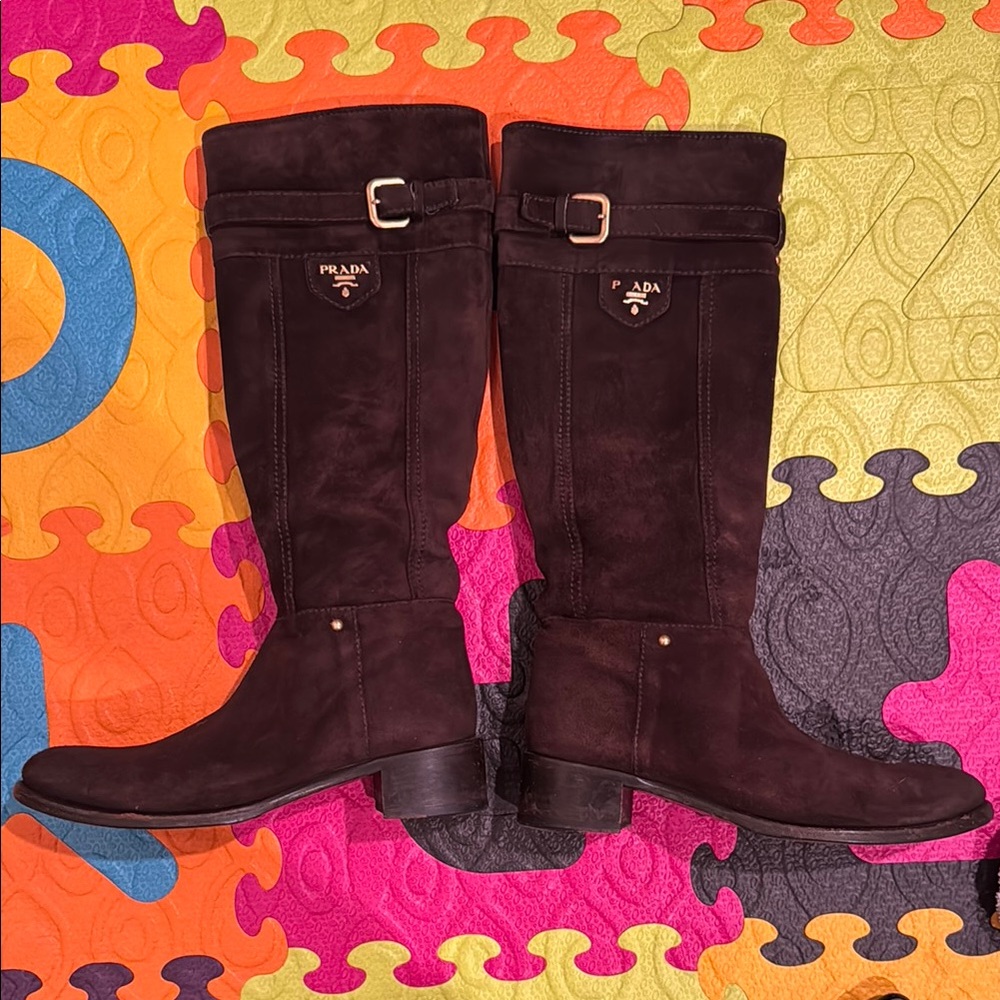 Prada Suede Riding Boots - Picture 4 of 8